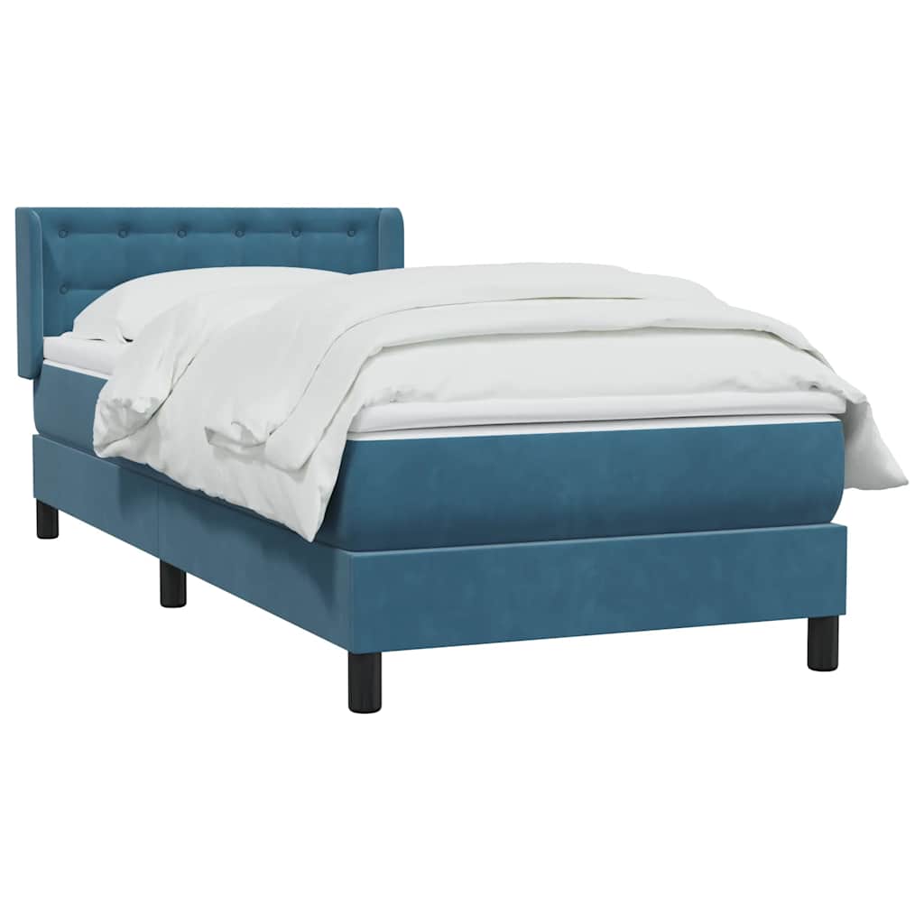 vidaXL Boxspring met matras fluweel donkerblauw 80x220 cm afbeelding