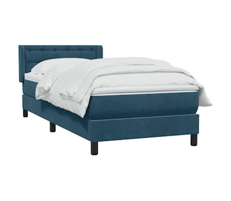 vidaXL Sommier &agrave; lattes de lit et matelas bleu fonc&eacute; 80x220 cm velours