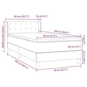 Box spring postel s matrací tmavě modrá 80x220 cm samet - obrázek 12