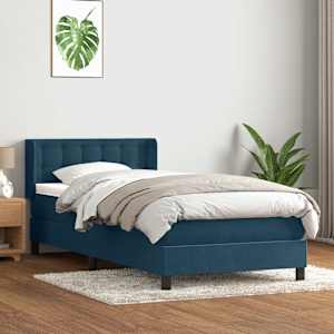 Box spring postel s matrací tmavě modrá 80x220 cm samet - obrázek 1