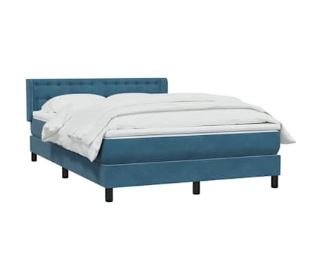 vidaXL Sommier &agrave; lattes de lit et matelas bleu fonc&eacute; 140x220cm velours