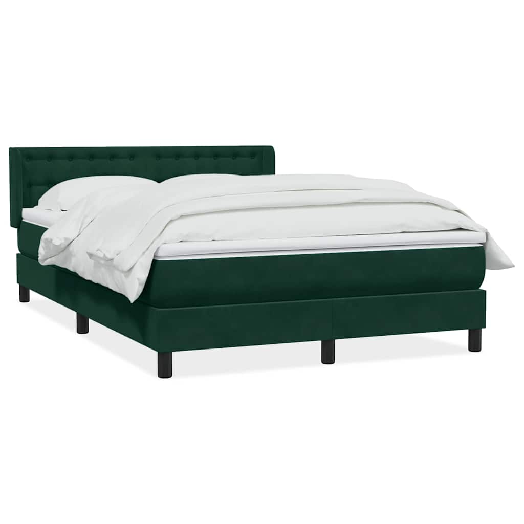 vidaXL Box spring postel s matrací tmavě zelená 160x220 cm samet