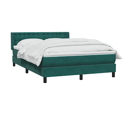 vidaXL Pat box spring cu saltea, verde &icirc;nchis, 160x220 cm, catifea