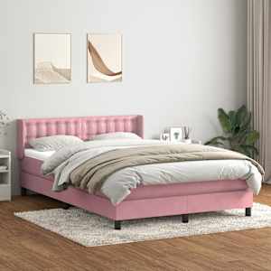 Box spring postelja z vzmetnico roza 160x220 cm žamet