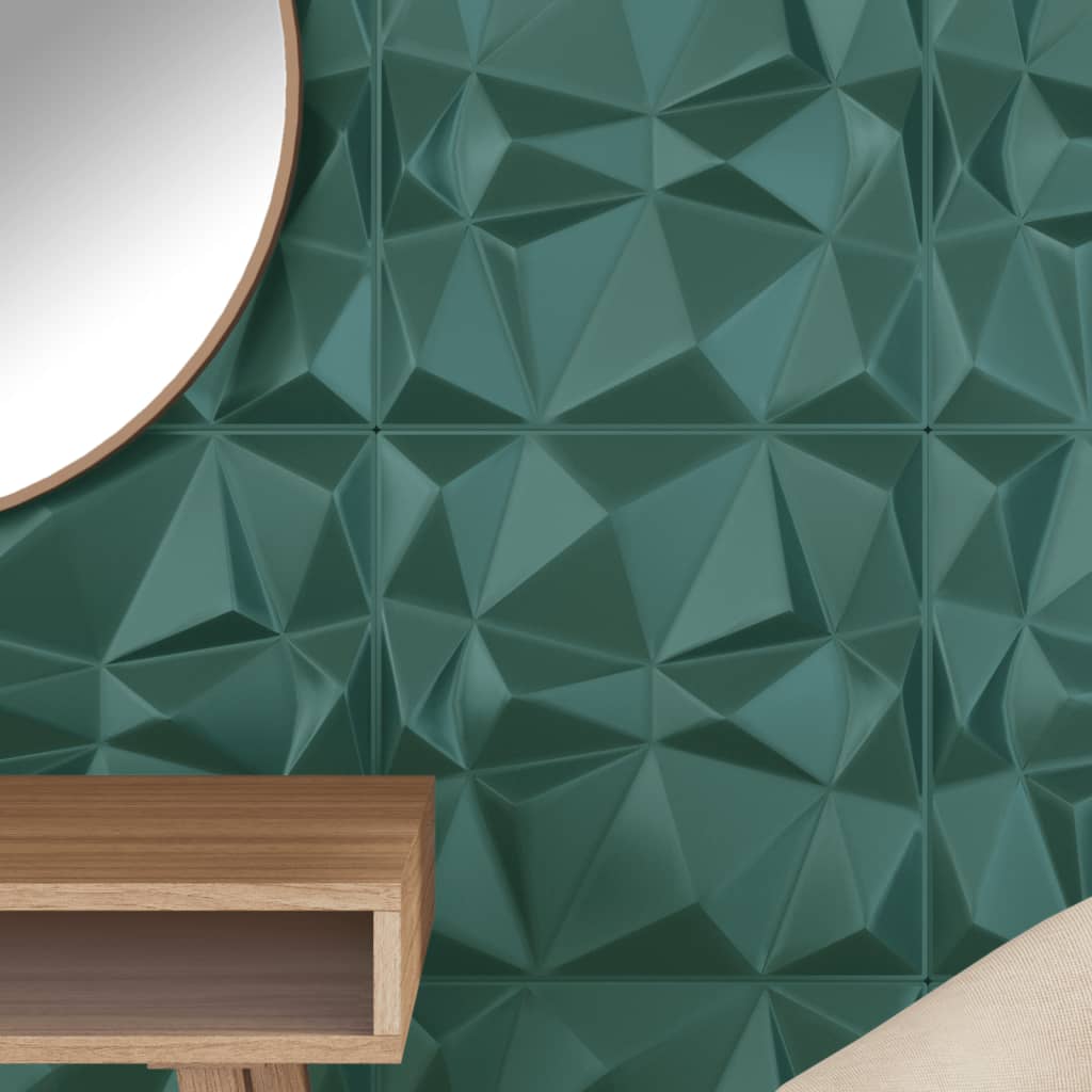 vidaXL Panouri de perete 12 buc. verde 50x50 cm XPS 3 m² diamant