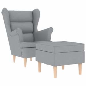 Křeslo s podnožkou světle šedé textil - obrázek 2
