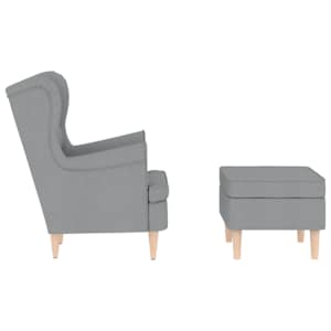 Křeslo s podnožkou světle šedé textil - obrázek 5