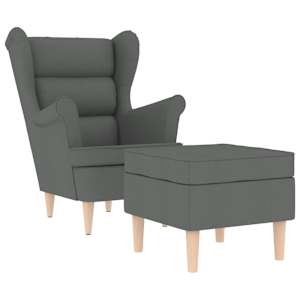 Křeslo s podnožkou tmavě šedé textil - obrázek 2