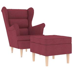 Křeslo s podnožkou vínové textil - obrázek 2
