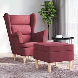 Fotelj s stolčkom za noge vinsko rdeče blago