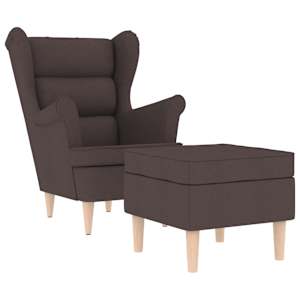 Křeslo s podnožkou tmavě hnědé textil - obrázek 2