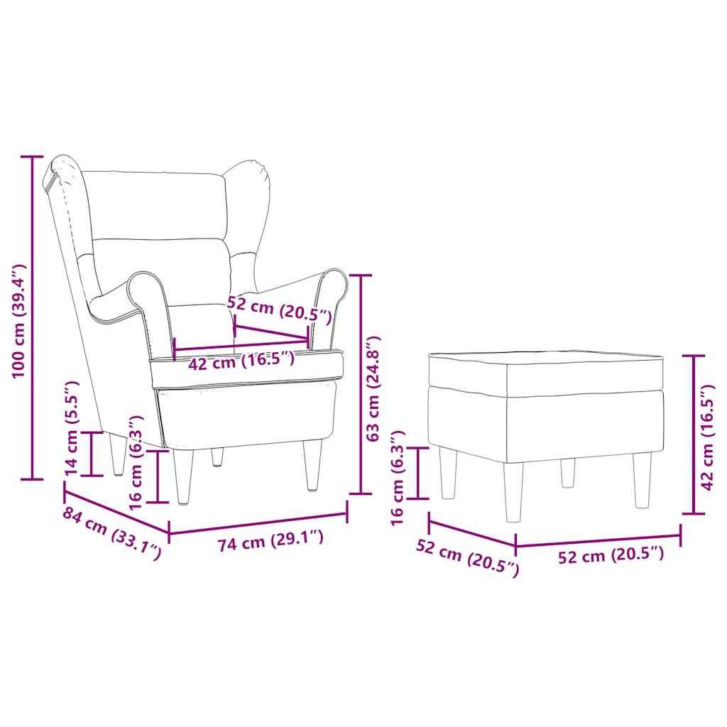 Fotelj s stolčkom za noge temno rjavo blago - slika 11