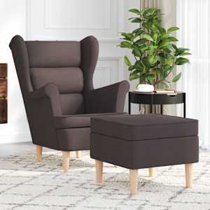 Fotelj s stolčkom za noge temno rjavo blago