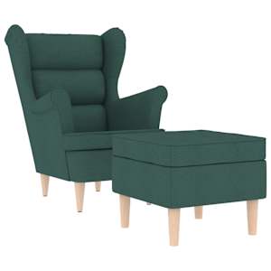 Křeslo s podnožkou tmavě zelené textil - obrázek 2