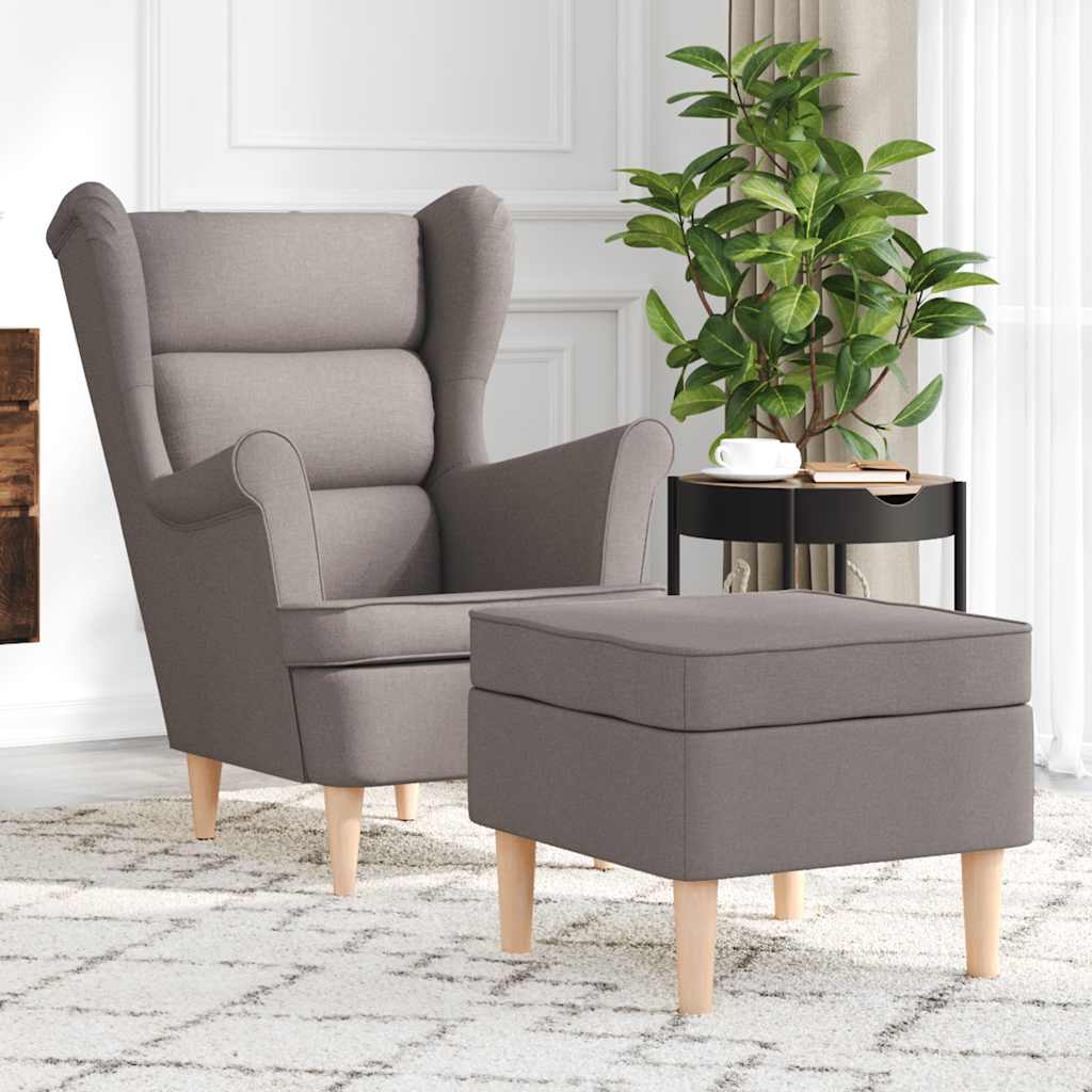 vidaXL Sessel mit Fußhocker Taupe Stoff