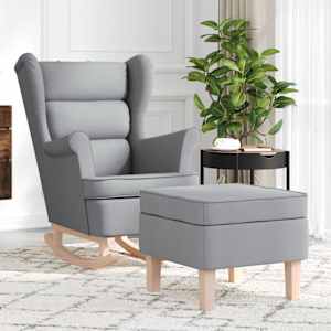 Gugalni stol s stolčkom za noge svetlo sivo blago