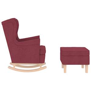 Houpací křeslo s podnožkouí vínové textil - obrázek 5