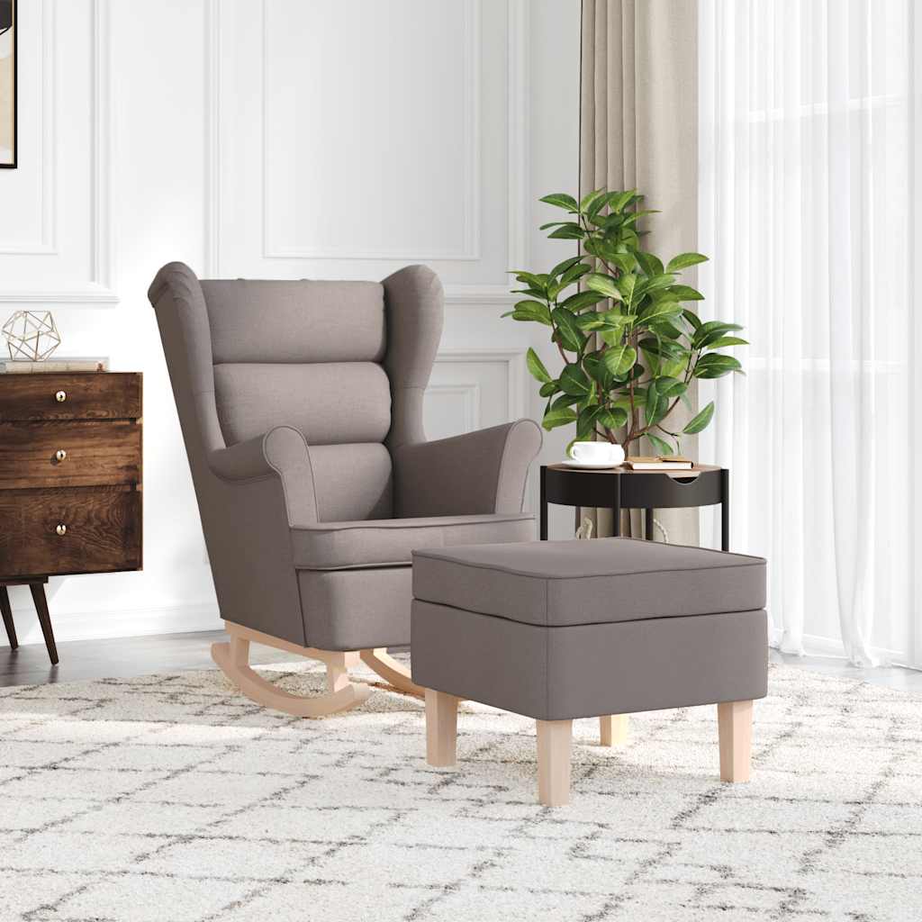 Thumbnail - vidaXL Schaukelstuhl mit Fußhocker Taupe Stoff