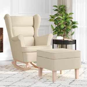 Gugalni stol s stolčkom za noge krem blago