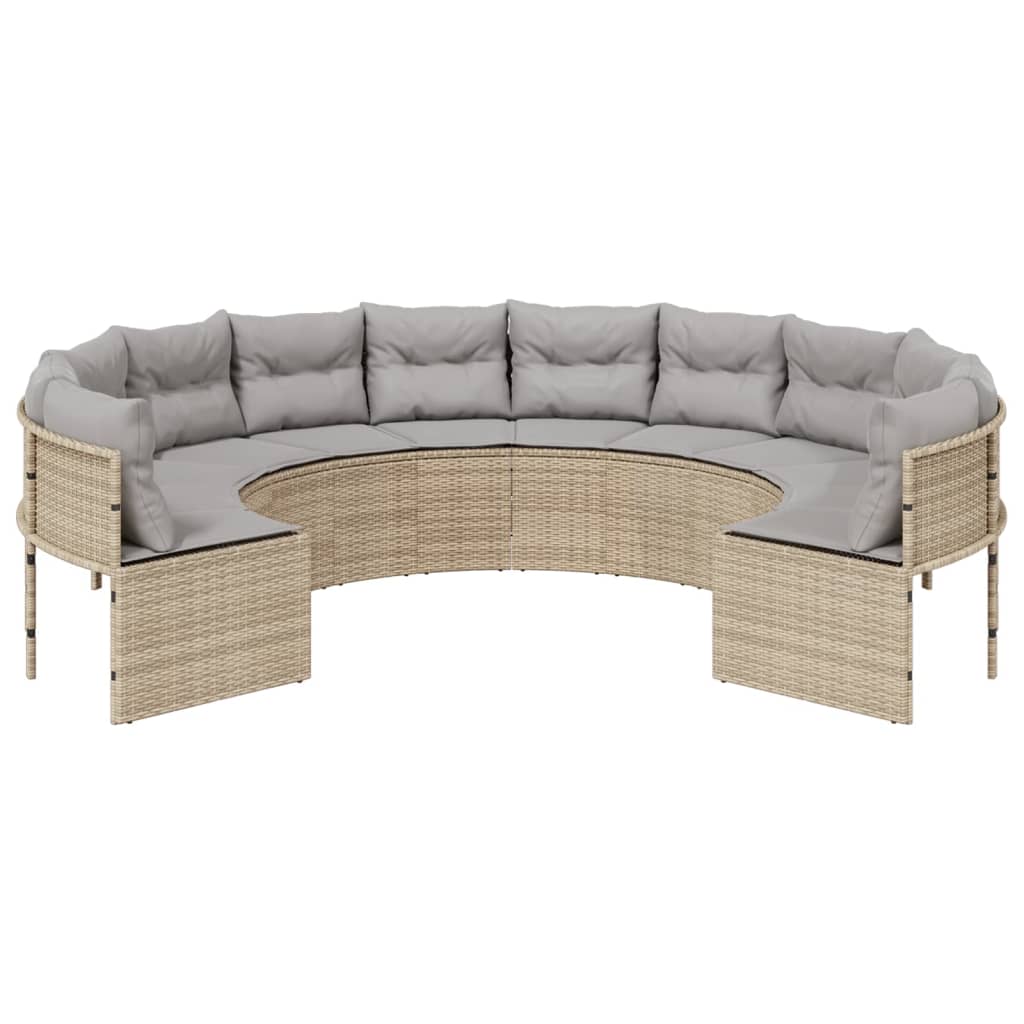 Thumbnail - vidaXL Gartensofa mit Kissen Rund Beige Poly-Rattan