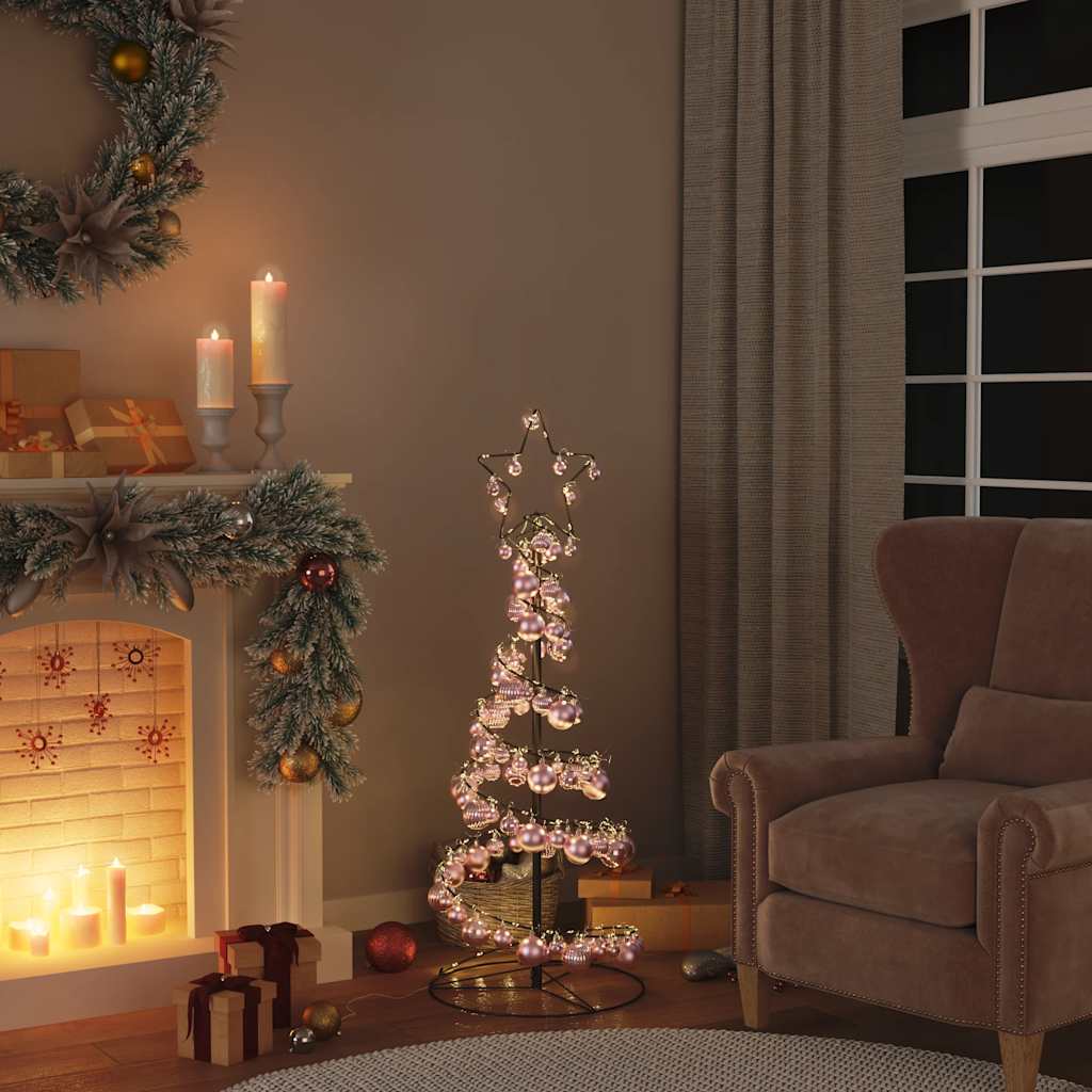 vidaXL LED-kerstboom met kerstballen 80 LEDs warm wit 120 cm afbeelding