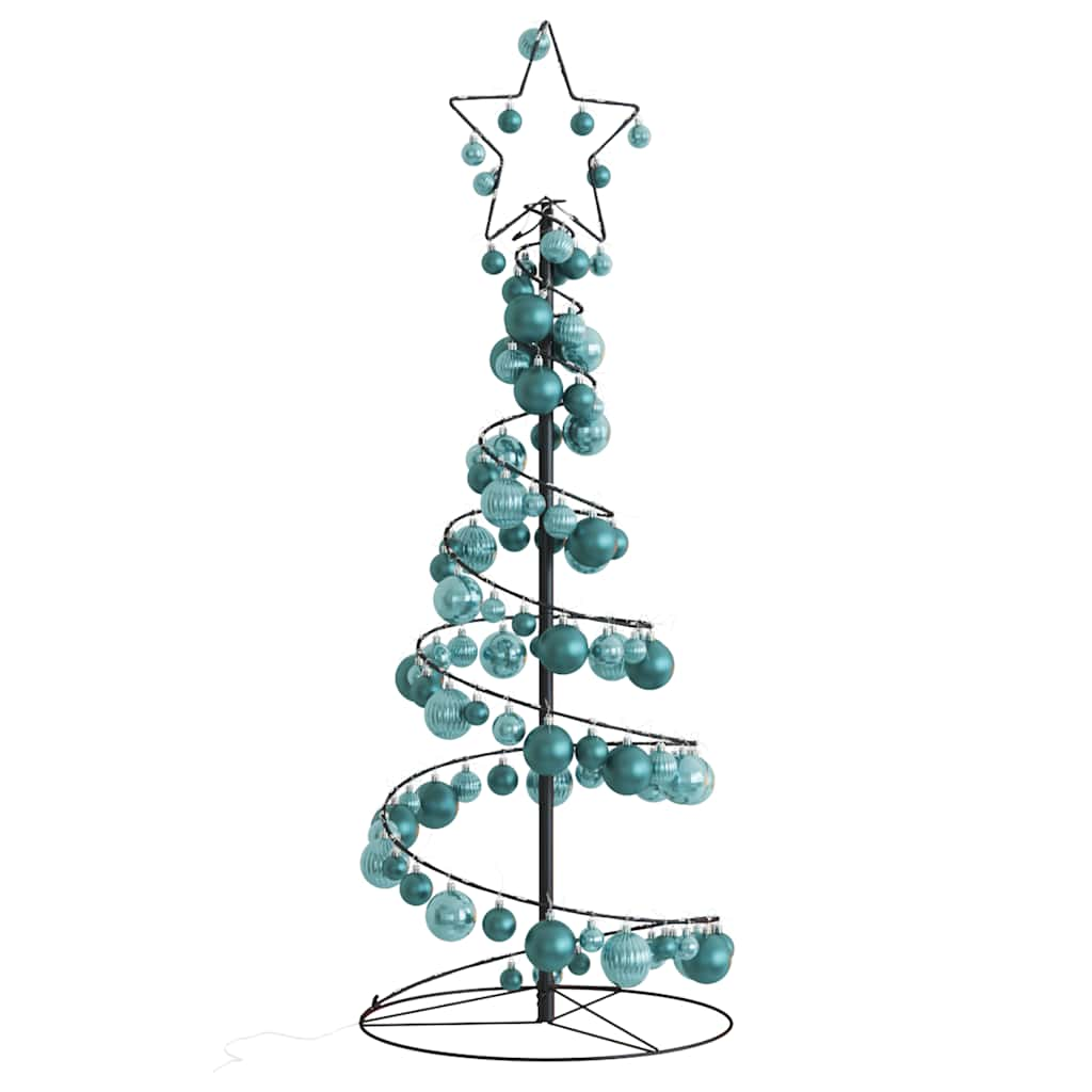 vidaXL Weihnachtsbaum Kegelform mit Kugeln 80 LEDs Warmweiß 120 cm