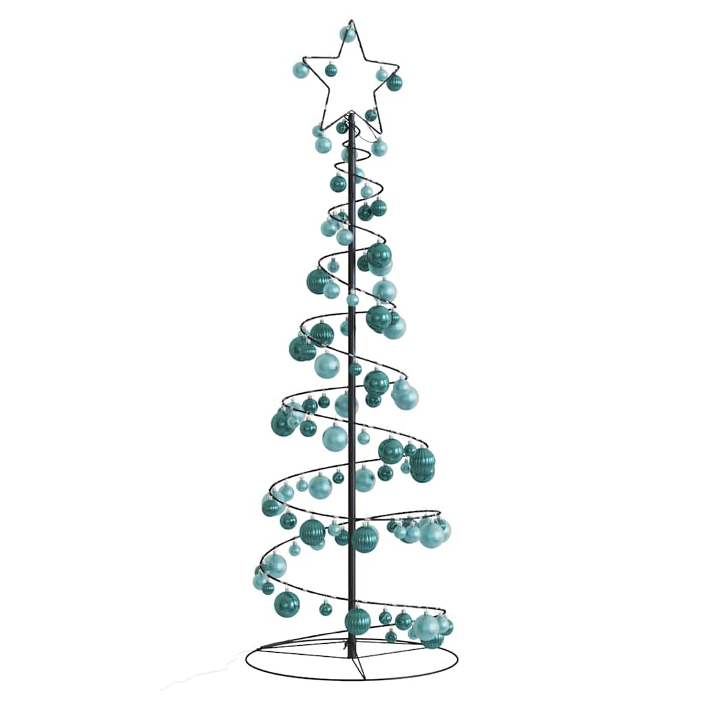 vidaXL Weihnachtsbaum Kegelform mit Kugeln 100 LEDs Warmweiß 150 cm