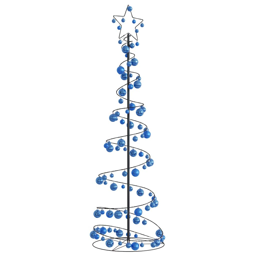 vidaXL Weihnachtsbaum Kegelform mit Kugeln 120 LEDs Warmweiß 180 cm