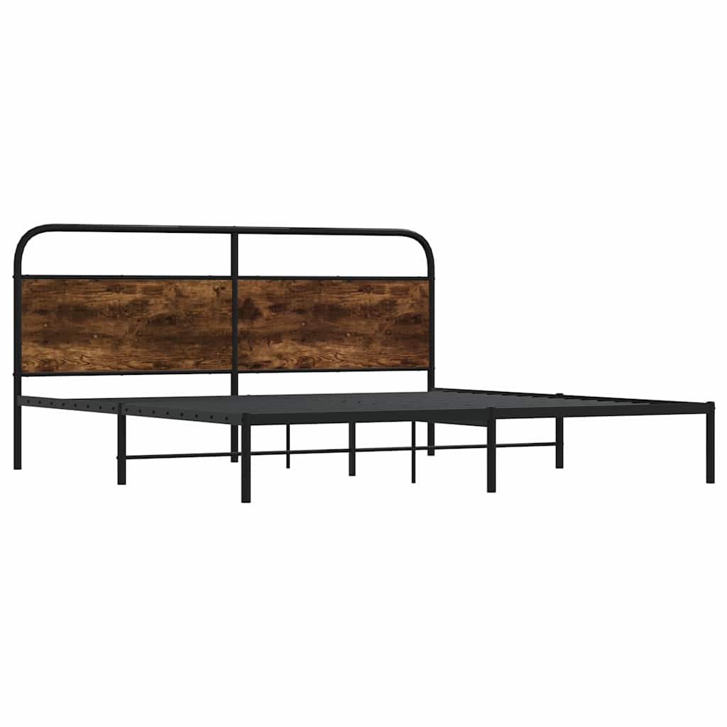 vidaXL Bedframe zonder matras metaal gerookt eikenkleurig 180x200 cm afbeelding