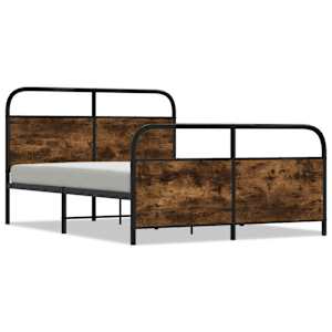 vidaXL metallist voodiraam ilma madratsita suitsutatud tamm 137x190 cm