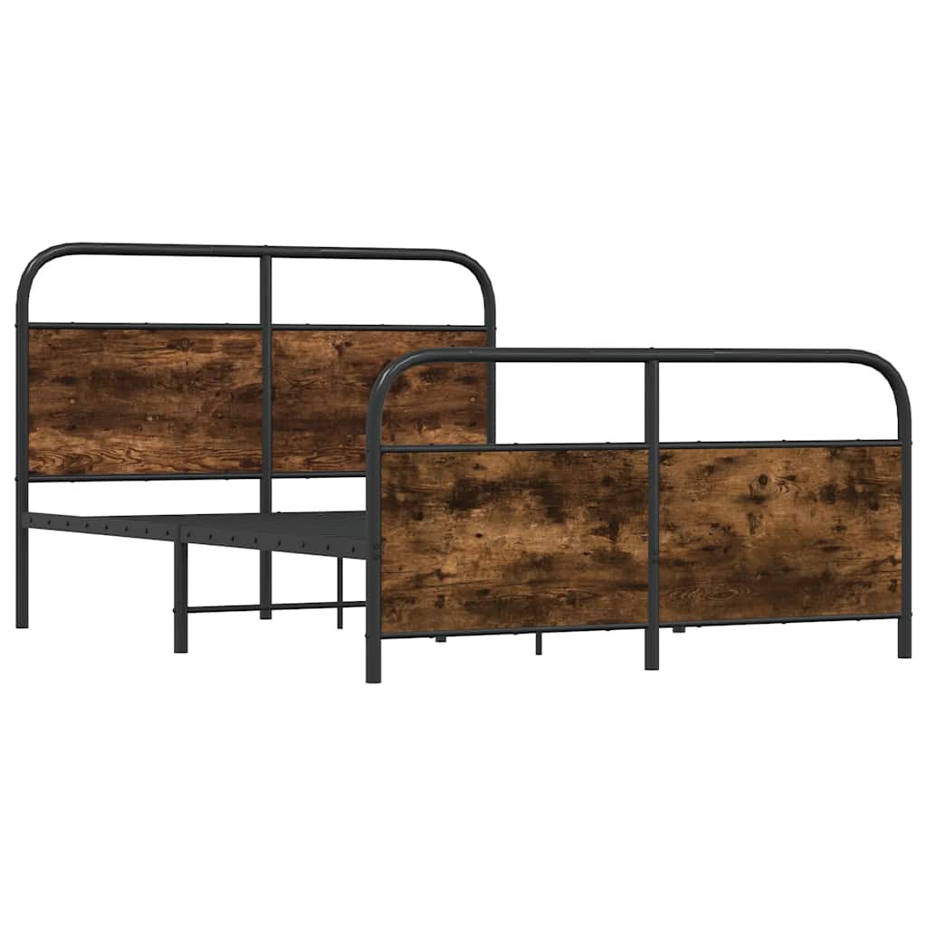 vidaXL Bedframe zonder matras metaal gerookt eikenkleurig 140x190 cm afbeelding