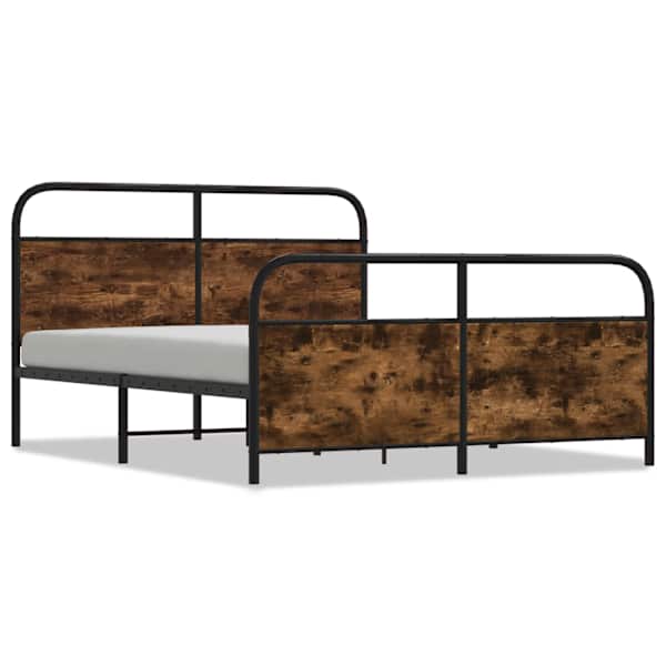 vidaXL metallist voodiraam ilma madratsita suitsutatud tamm 200x200 cm