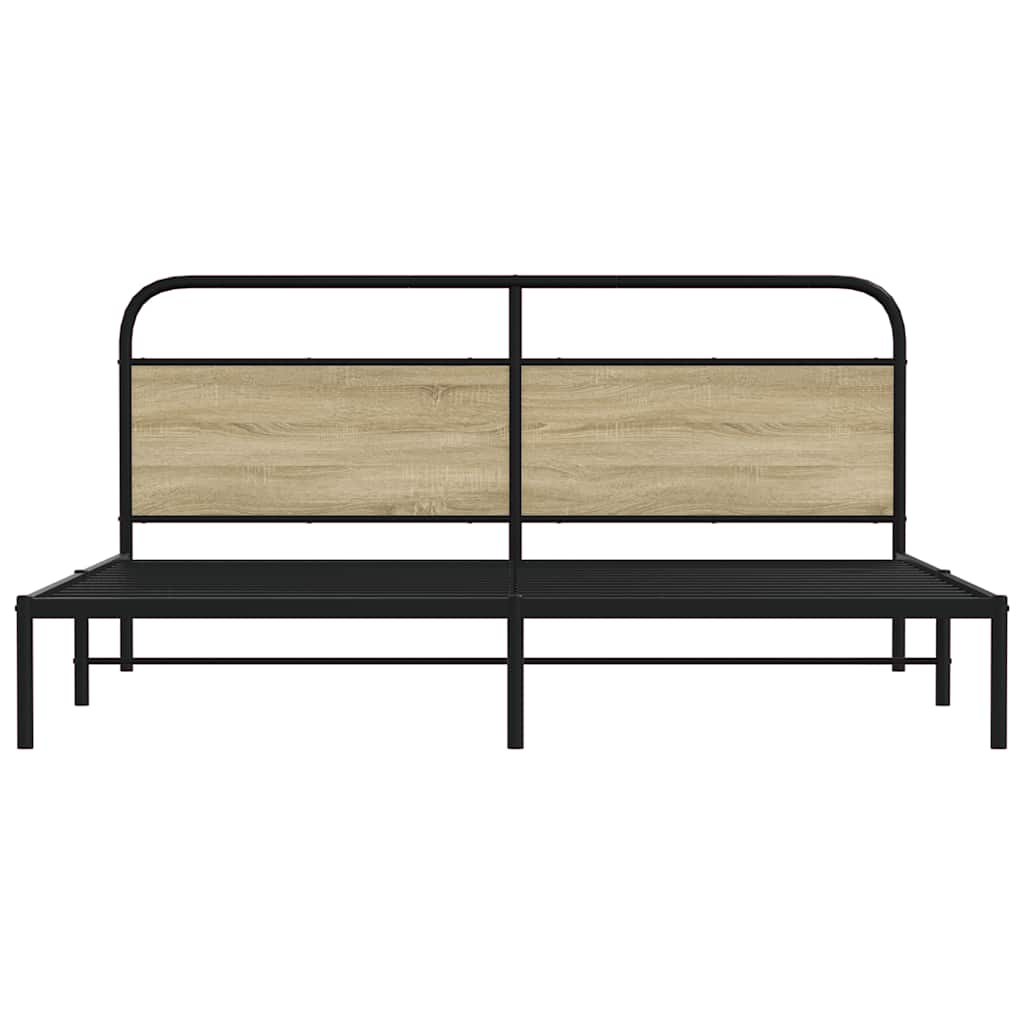 vidaXL Bedframe zonder matras metaal sonoma eikenkleurig 183x213 cm, foto 4
