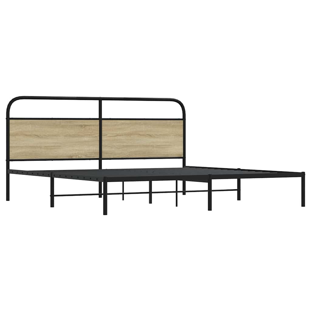 vidaXL Bedframe zonder matras metaal sonoma eikenkleurig 193x203 cm afbeelding
