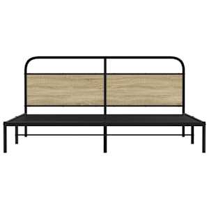 Kovový rám postele bez matrace dub sonoma 200 x 200 cm - obrázek 4