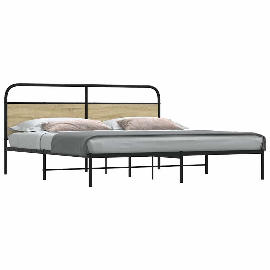 Metallbett ohne Matratze Sonoma-Eiche 200×200 cm