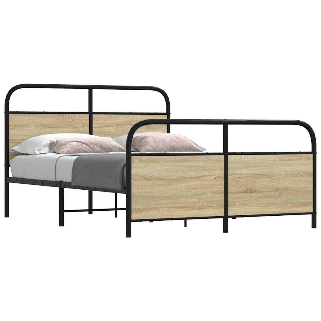 Metallbett ohne Matratze Sonoma-Eiche 137×190 cm