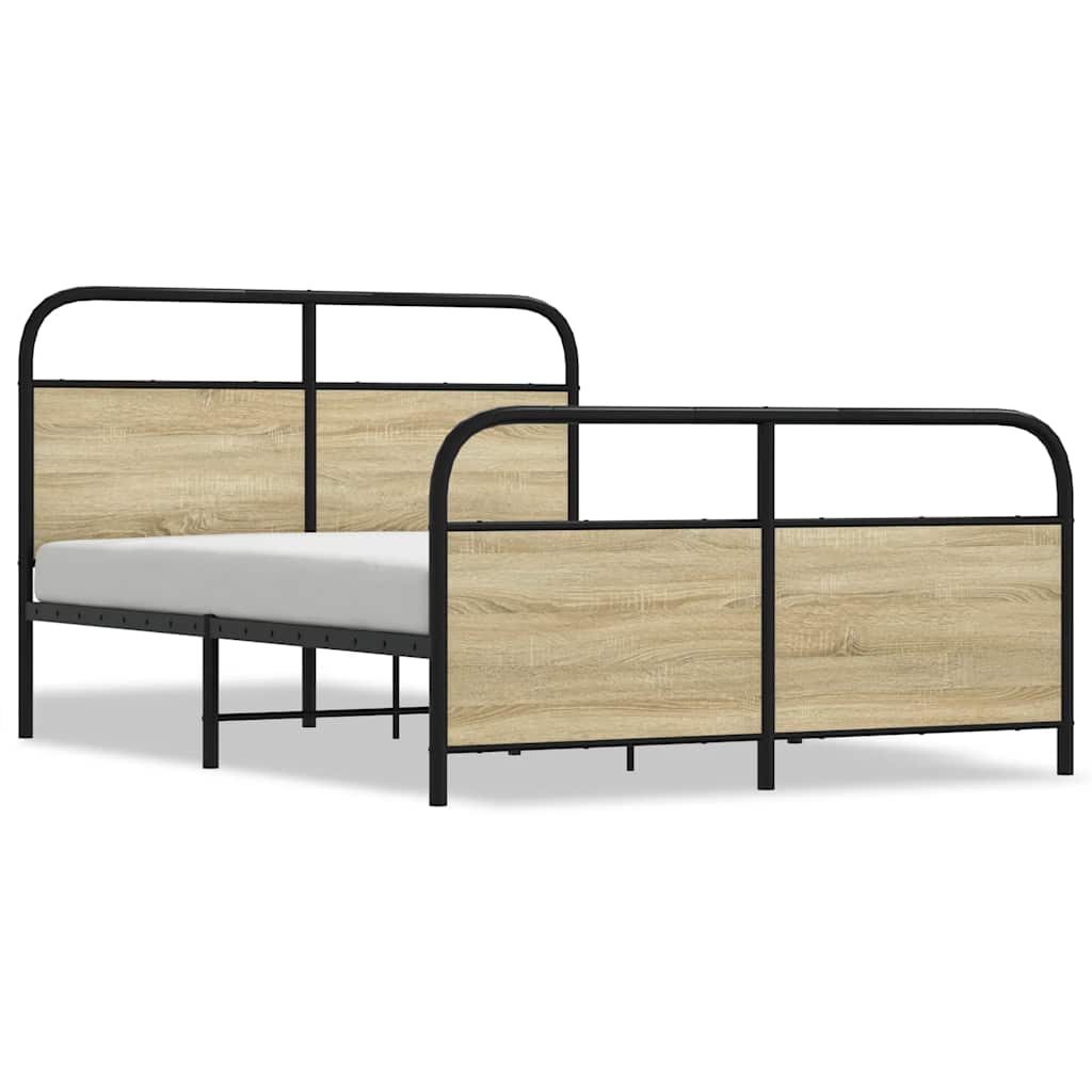 vidaXL Bedframe zonder matras metaal sonoma eikenkleurig 140x190 cm, foto 3