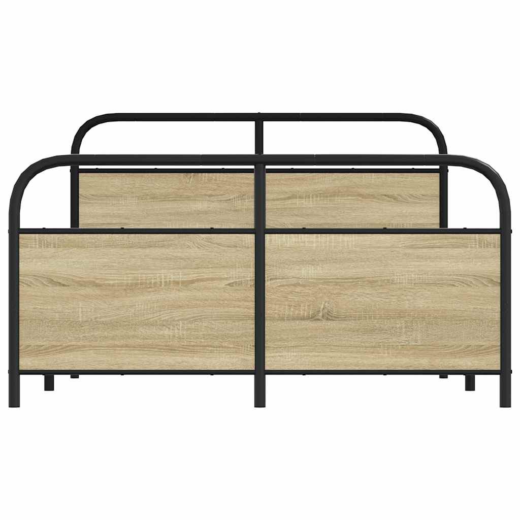 vidaXL Bedframe zonder matras metaal sonoma eikenkleurig 140x190 cm, foto 4