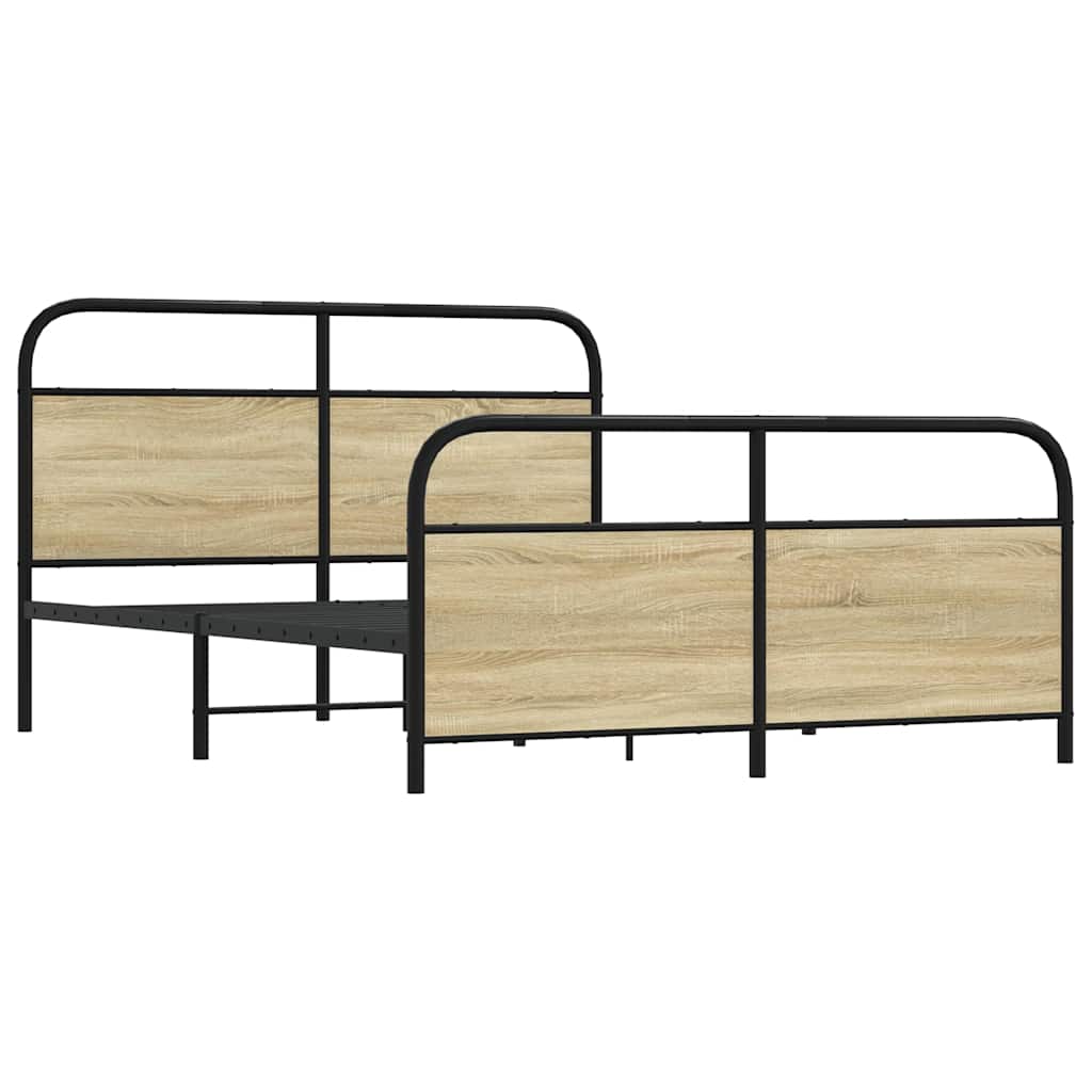 vidaXL Bedframe zonder matras metaal sonoma eikenkleurig 150x200 cm, foto 2