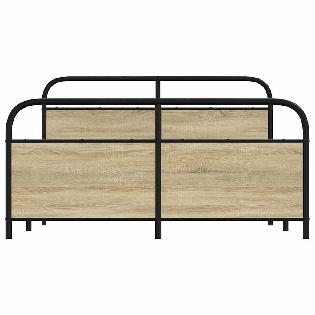 vidaXL Bedframe zonder matras metaal sonoma eikenkleurig 150x200 cm, foto 4