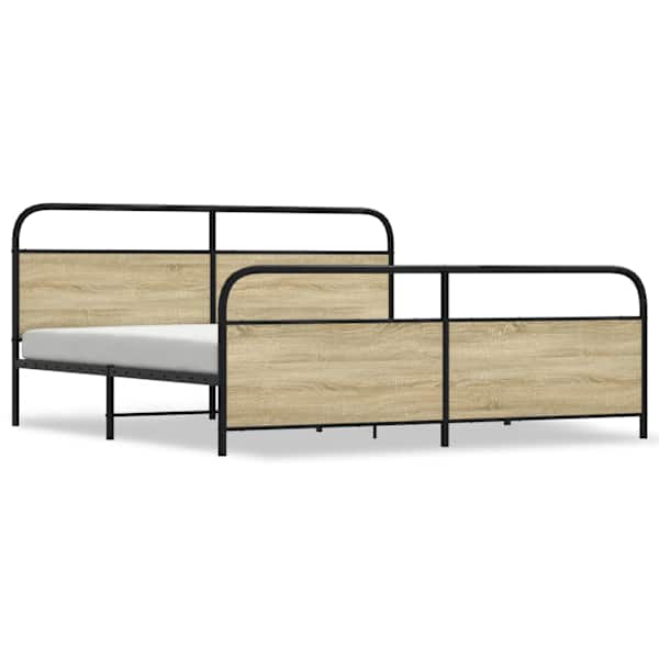 vidaXL metallist voodiraam ilma madratsita Sonoma tamm 193x203 cm