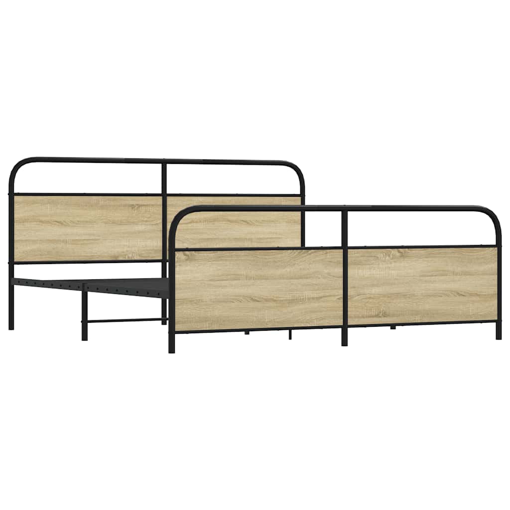 vidaXL Bedframe zonder matras metaal sonoma eikenkleur 200x200 cm, foto 2