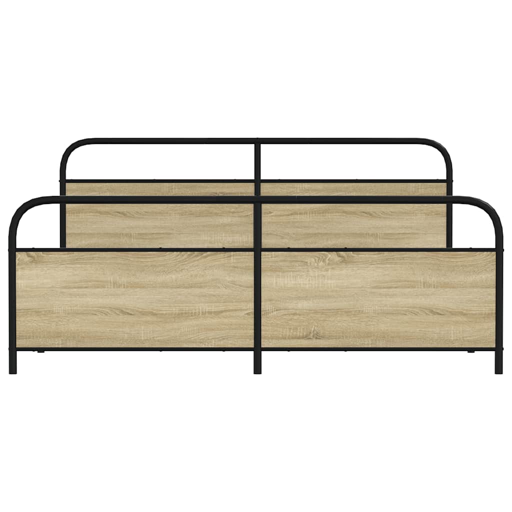 vidaXL Bedframe zonder matras metaal sonoma eikenkleur 200x200 cm, foto 4