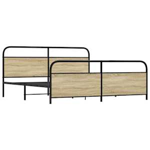 Kovový rám postele bez matrace dub sonoma 200 x 200 cm - obrázek 3
