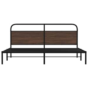 Kovový rám postele bez matrace hnědý dub 183 x 213 cm - obrázek 5