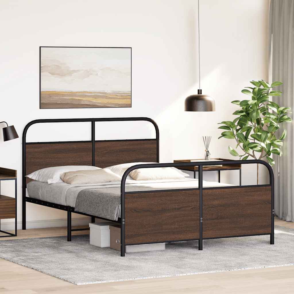 vidaXL Bedframe zonder matras metaal bruin eikenkleurig 140x190 cm, foto 2