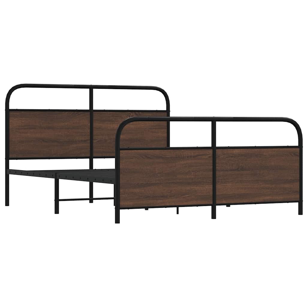 vidaXL Bedframe zonder matras metaal bruin eikenkleurig 150x200 cm afbeelding