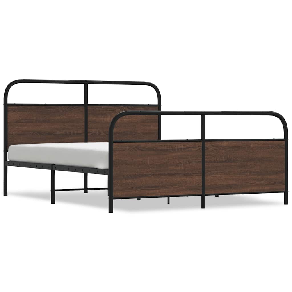 E-shop vidaXL Kovový posteľný rám bez matraca hnedý dub 160x200 cm