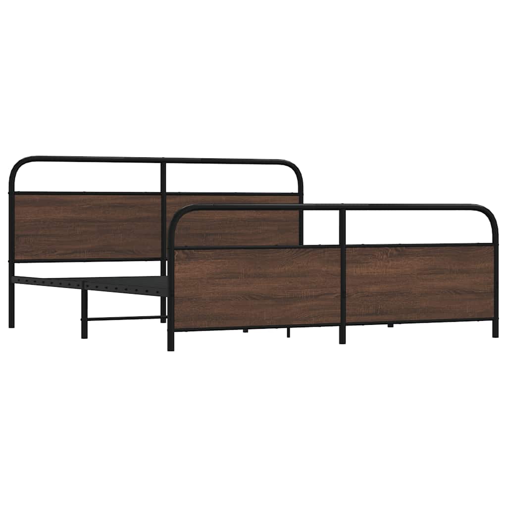vidaXL Bedframe zonder matras metaal bruin eikenkleur 193x203 cm afbeelding